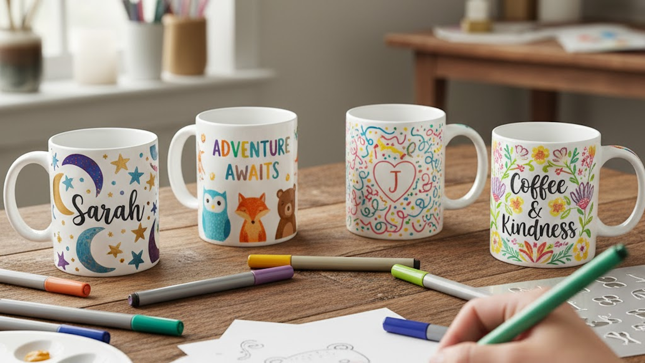 DIY Personalized Mugs With Paint Pens